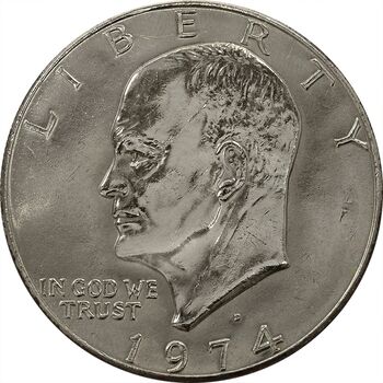 سکه یک دلار 1974D آیزنهاور - AU55 - آمریکا