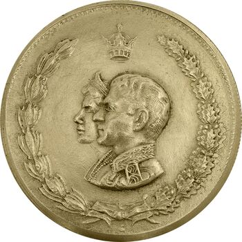 مدال نقره نوروز 1333 دو طرف تصویر (طلایی) - EF45 - محمد رضا شاه
