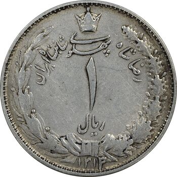 سکه 1 ریال 1313 (سورشارژ تاریخ نوع دوم) - EF45 - رضا شاه