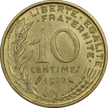 سکه 10 سانتیم 1972 (ماریان) جمهوری کنونی - AU58 - فرانسه