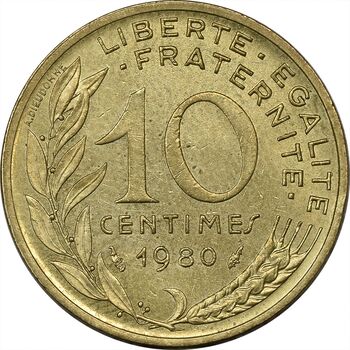 سکه 10 سانتیم 1980 (ماریان) جمهوری کنونی - AU55 - فرانسه