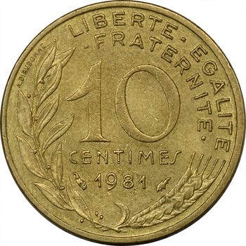 سکه 10 سانتیم 1981 (ماریان) جمهوری کنونی - AU50 - فرانسه