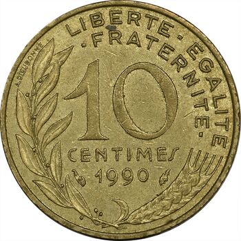 سکه 10 سانتیم 1990 (ماریان) جمهوری کنونی - EF45 - فرانسه