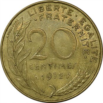 سکه 20 سانتیم 1975 (ماریان) جمهوری کنونی - AU50 - فرانسه