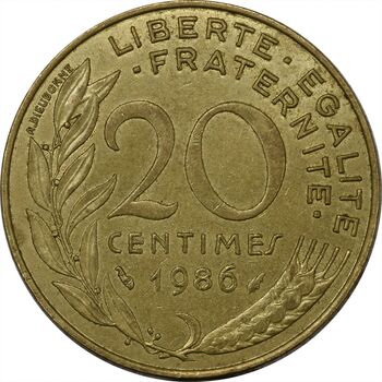 سکه 20 سانتیم 1986 (ماریان) جمهوری کنونی - EF45 - فرانسه