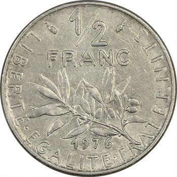 سکه 1/2 فرانک 1976 جمهوری کنونی - AU50 - فرانسه