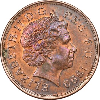 سکه 2 پنس 1999 الیزابت دوم - AU50 - انگلستان