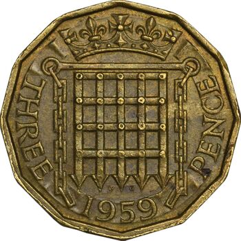سکه 3 پنس 1959 الیزابت دوم - EF45 - انگلستان