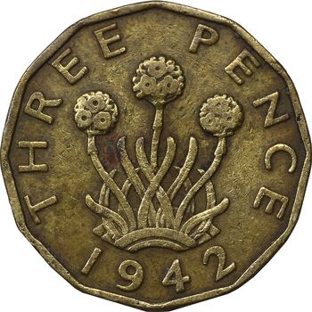 سکه 3 پنس 1942 جرج ششم - VF35 - انگلستان