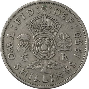 سکه 2 شیلینگ 1950 جرج ششم - VF35 - انگلستان
