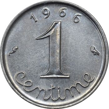 سکه 1 سانتیم 1966 (گندم) جمهوری کنونی - AU55 - فرانسه