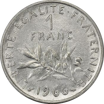 سکه 1 فرانک 1966 جمهوری کنونی - AU58 - فرانسه