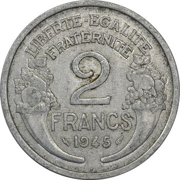 سکه 2 فرانک 1945 جمهوری چهارم - EF45 - فرانسه