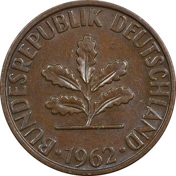 سکه 2 فینیگ 1962D جمهوری فدرال - AU50 - آلمان