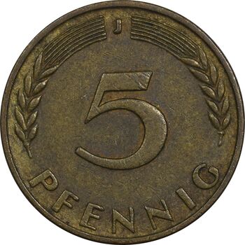 سکه 5 فینیگ 1950J جمهوری فدرال - EF40 - آلمان