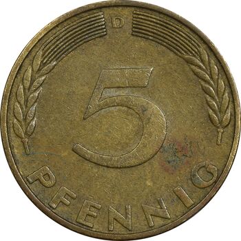 سکه 5 فینیگ 1969D جمهوری فدرال - EF45 - آلمان