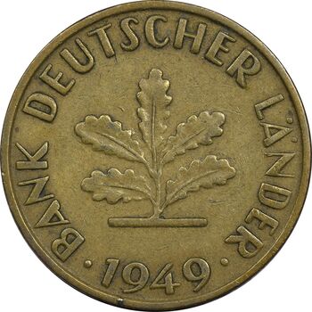 سکه 10 فینیگ 1949G جمهوری فدرال - EF40 - آلمان