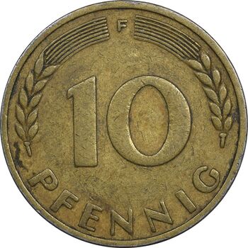 سکه 10 فینیگ 1949F جمهوری فدرال - VF35 - آلمان
