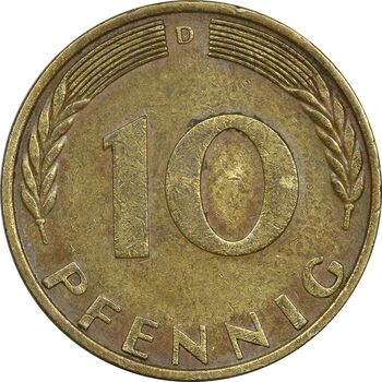 سکه 10 فینیگ 1969D جمهوری فدرال - EF45 - آلمان