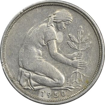 سکه 50 فینیگ 1950G جمهوری فدرال - EF45 - آلمان