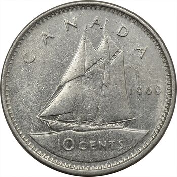 سکه 10 سنت 1969 الیزابت دوم - EF45 - کانادا