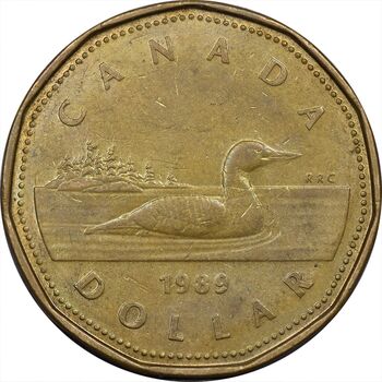 سکه 1 دلار 1989 الیزابت دوم - EF45 - کانادا