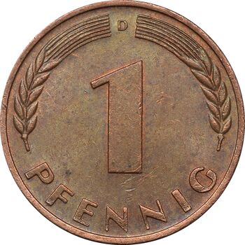 سکه 1 فینیگ 1950D جمهوری فدرال - AU55 - آلمان