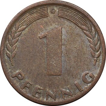 سکه 1 فینیگ 1950G جمهوری فدرال - EF45 - آلمان