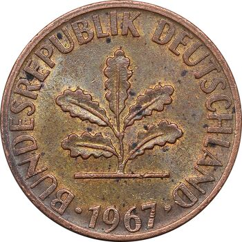 سکه 1 فینیگ 1967G جمهوری فدرال - AU55 - آلمان