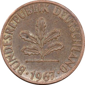 سکه 1 فینیگ 1967G جمهوری فدرال - EF45 - آلمان