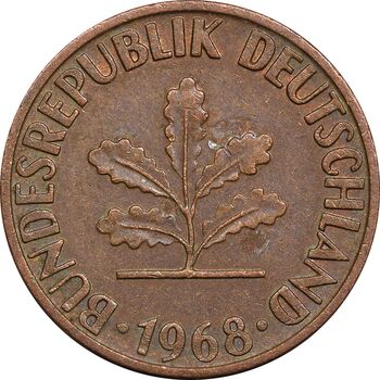 سکه 1 فینیگ 1968D جمهوری فدرال - EF40 - آلمان
