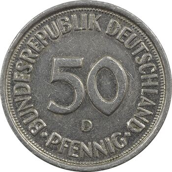 سکه 50 فینیگ 1975D جمهوری فدرال - EF45 - آلمان