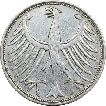 سکه 5 مارک 1951D جمهوری فدرال - EF45 - آلمان