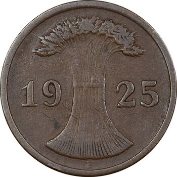 سکه 2 رایش فینیگ 1925E جمهوری وایمار - VF35 - آلمان