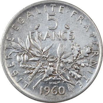 سکه 5 فرانک 1960 جمهوری کنونی - AU50 - فرانسه