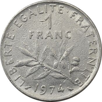 سکه 1 فرانک 1974 جمهوری کنونی - AU50 - فرانسه