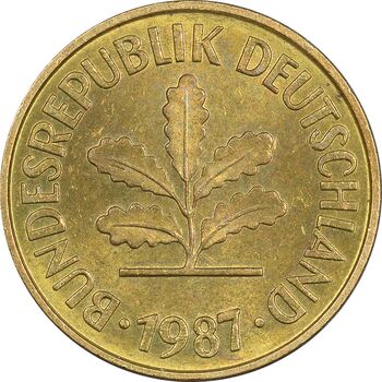 سکه 5 فینیگ 1987F جمهوری فدرال - MS62 - آلمان