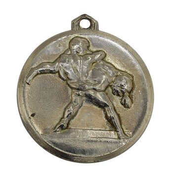 مدال آویز ورزشی کشتی (نقره ای) - AU - محمد رضا شاه