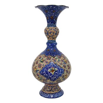 گلدان میناکاری طرح گل و مرغ - 20 سانتی - کد: 028755