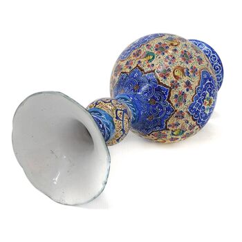 گلدان میناکاری طرح گل و مرغ - 20 سانتی - کد: 028755