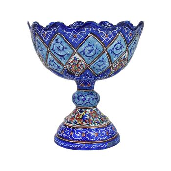 جاشکلاتی میناکاری طرح گل و مرغ - 12 سانتی - کد: 028760