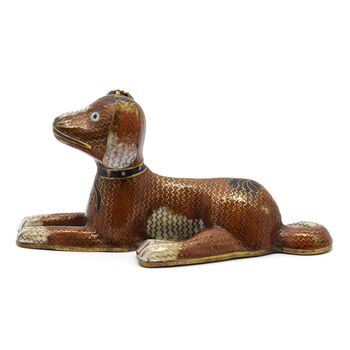 مجسمه میناکاری طرح سگ نشسته آنتیک