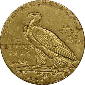 سکه طلا 5 دلار 1908 سرخپوستی - AU58 - آمریکا