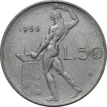 سکه 50 لیره 1966 جمهوری - EF45 - ایتالیا