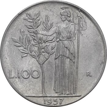 سکه 100 لیره 1957 جمهوری - EF45 - ایتالیا
