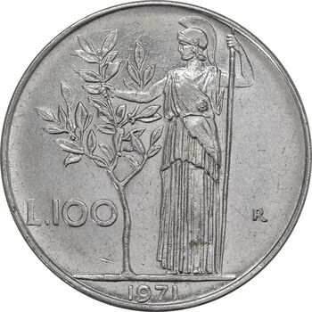سکه 100 لیره 1971 جمهوری - AU50 - ایتالیا