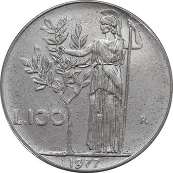 سکه 100 لیره 1977 جمهوری - EF45 - ایتالیا