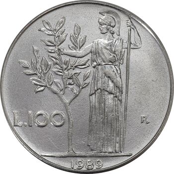سکه 100 لیره 1989 جمهوری - AU50 - ایتالیا