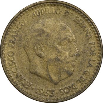 سکه 1 پزتا (66)1963 فرانکو کادیلو - EF45 - اسپانیا