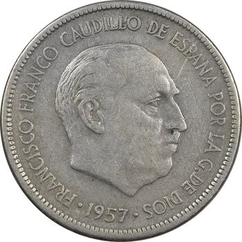 سکه 5 پزتا (64)1957 فرانکو کادیلو - EF40 - اسپانیا